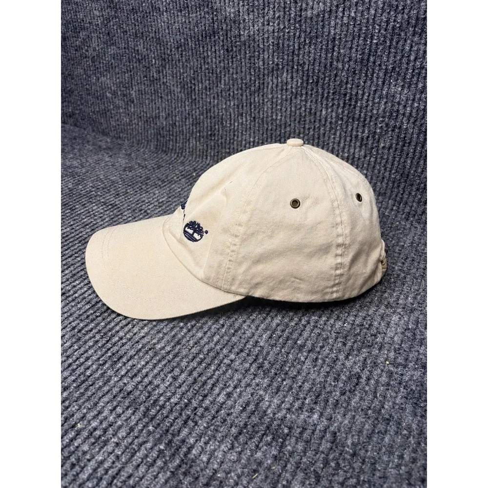 Vintage Timberland Weathergear Beige Cotton Adjustable Strapback Dad Hat Navy